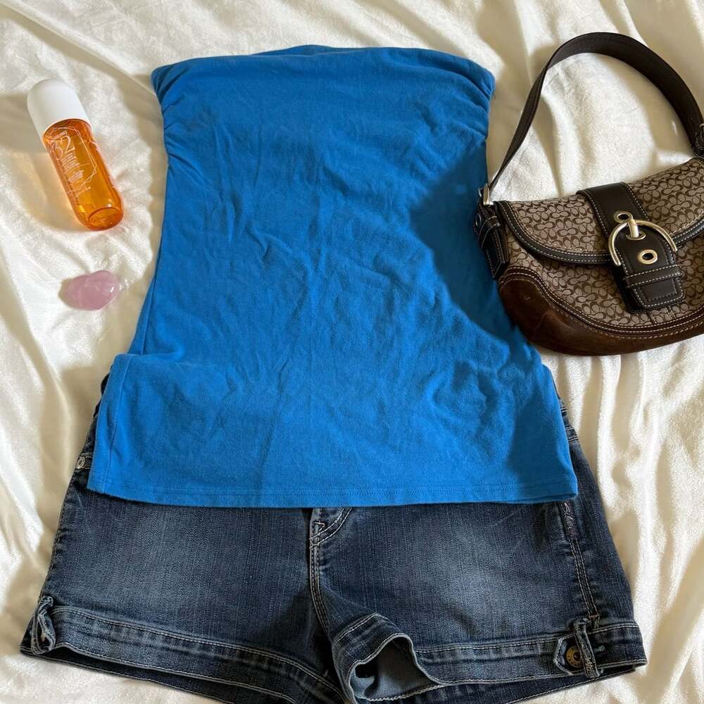 Sirens Fashion Blue Strapless Tube Top Bandeau